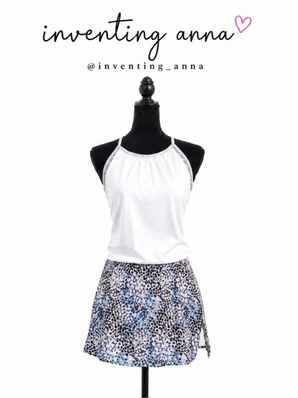 Hind Blue White Gray Print Tennis Skort Built-In Shorts Medium